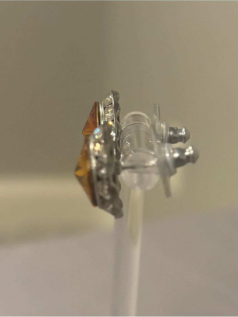Elegant Vintage Orange Citrine and Pyrite Stud Earrings - Picture 8 of 8